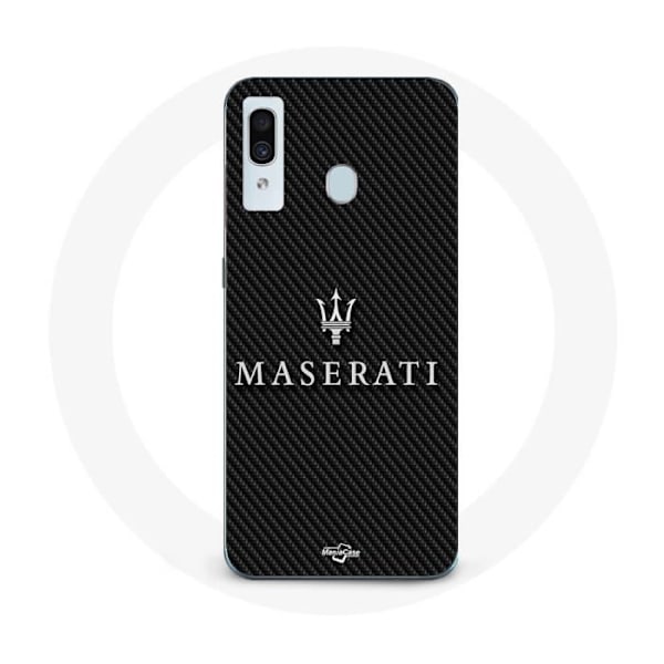 Coque Maniacase för Samsung Galaxy A30 Maserati vit kolfiberbakgrund