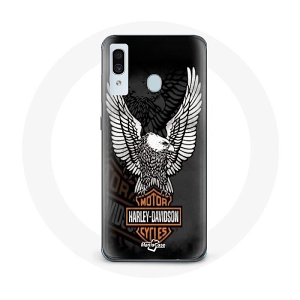 Coque - Harley Davidson - Galaxy A20 - Blød - Sort - Ørn logo