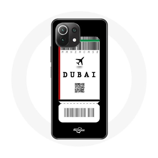 Fodral för Xiaomi Mi 11 Lite - Flygbiljett Dubai - Mjuk - Svart - Syntetiskt skydd - Unisex