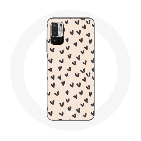 Cover til Xiaomi Redmi Note 10T 5G Abstrakt tekstur med sorte hjerter