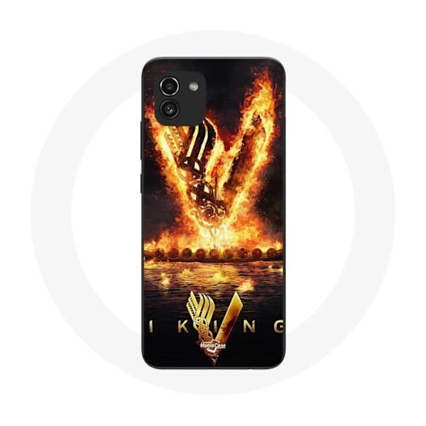Coque för Samsung Galaxy A03 Vikings Serien Säsong 6 logo V Eldsvärd Svart Bakgrund
