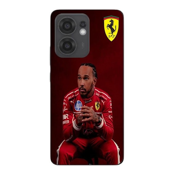 Coque Maniacase För Oppo Reno 13F Hamilton Scuderia Ferrari officiell bakgrundsbild Svart