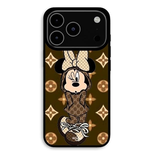Coque för iPhone 17 Pro Max Minnie Disney LV brun Manoacase Svart