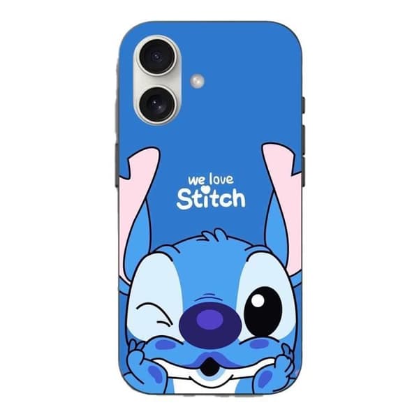 Coque iPhone 16 - Stitch - Söt - Mjuk - Blå - Dagligt skydd Blå