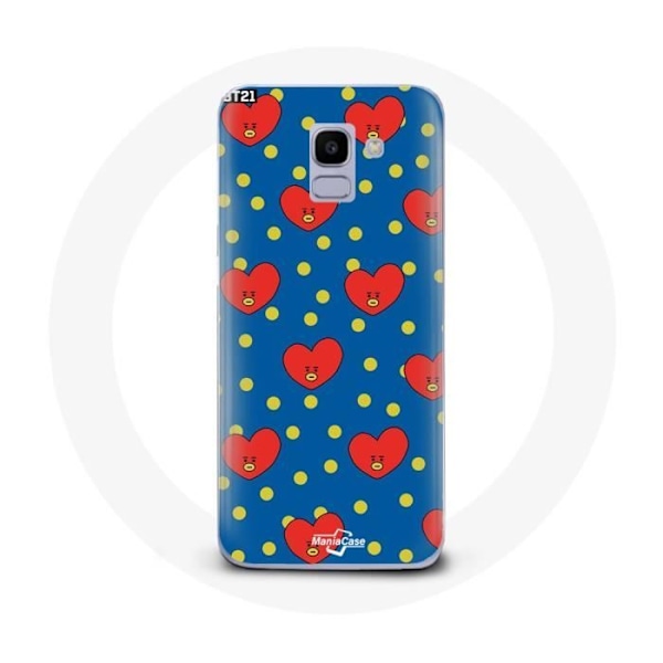 Skydd för Samsung Galaxy J6 2018 BTS Bangtan Boys BT21 TATA med blått bakgrund.