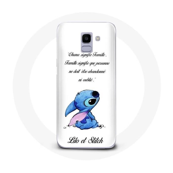 Coque för Samsung Galaxy A8 2018 Lilo och Stitch Ohana Citat Vit
