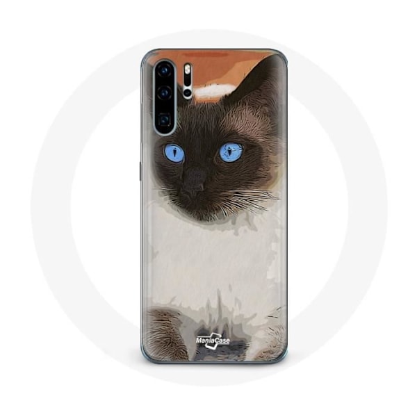 Coque för Huawei P30 pro Siamesisk Svart och vit Blå ögon