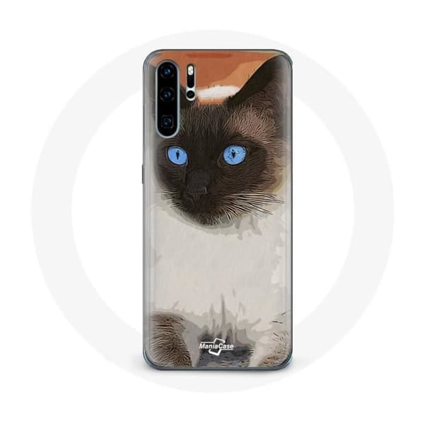 Cover til Huawei P30 Pro Siamesisk Sort og Hvid Blå Øjne