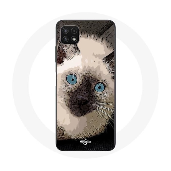 Fodral för Samsung Galaxy A22 5G Svartskallad Siames med Blå Ögon