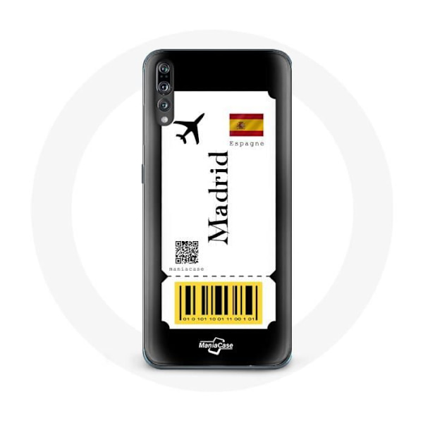 Coque - Huawei - P20 - Blød - Sort - Flybillet Madrid Spanien
