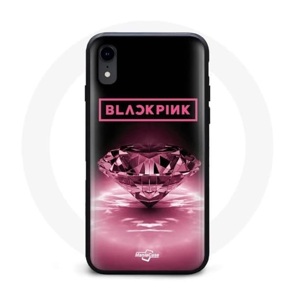 Coque - Maniacase - Iphone X - Sort - Blackpink Logo - Diamantfinish Rosa