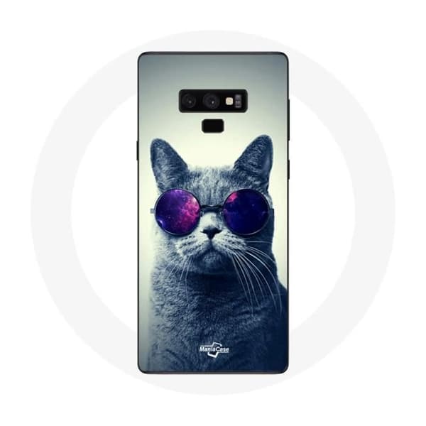 Cover - MANIACASE - Samsung Galaxy Note 9 - Blød - Grå - Kat briller