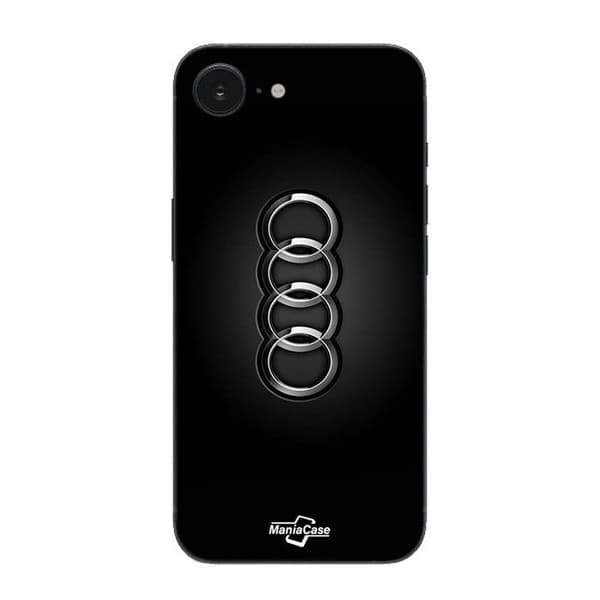 Coque Maniacase til iPhone 16E Audi bil logo sort front Svart