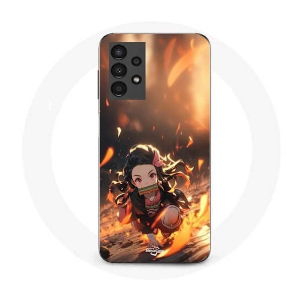 Coque - Maniacase - Samsung Galaxy A13 4G - Demon Slayer Nezuko - 3D konst anime - Mjuk Svart