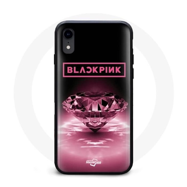 Coque - Maniacase - Iphone XR - Svart - Mjuk - Tapet diamanter Blackpink Kpop Logga Rosa svart