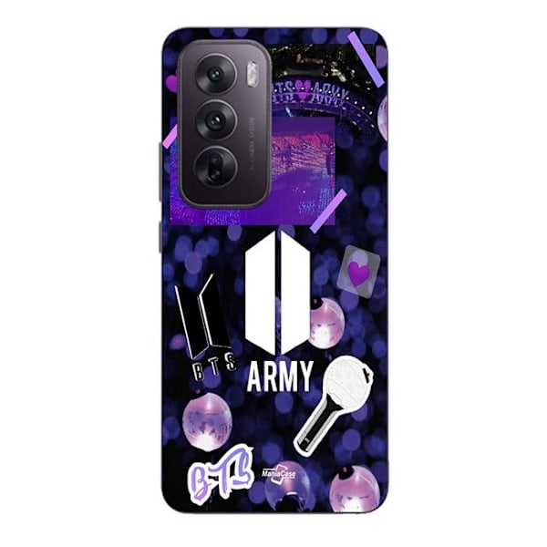 Mobilskal - Maniacase - Oppo Reno 12 5G - Silikon - Mjuk - BTS armé logotyp Bangtan Subs Svart
