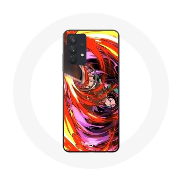 Coque - Maniacase - Samsung Galaxy A32 5G - Flexibel - Svart - Tanjiro och Nezuko Demon Slayer