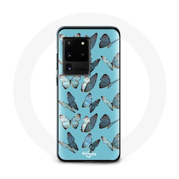 Coque - Samsung - Galaxy S20 Ultra - Fjärilar - Mjuk - Syntetiskt Skydd Blå