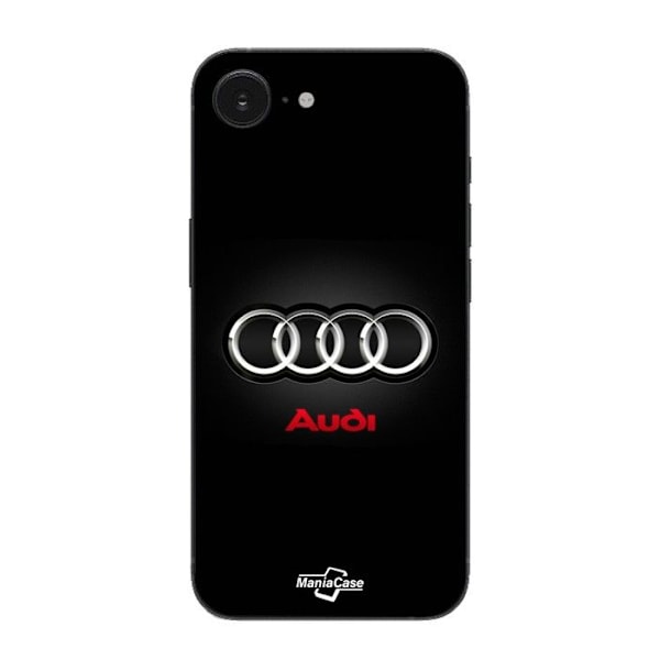 Coque Maniacase för iPhone 16E Audi bil logotyp grå och röd Svart