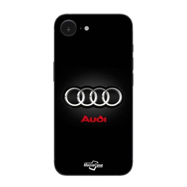Coque Maniacase til iPhone 16E Audi bil logo grå og rød Svart