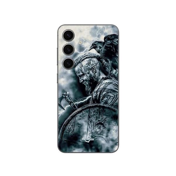 Coque - Maniacase - Samsung Galaxy S24 FE - Sort - Blød - Vikings Ravn