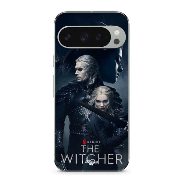 Cover til Google Pixel 9 Pro XL the witcher geralt yennefer ciri sværd svart