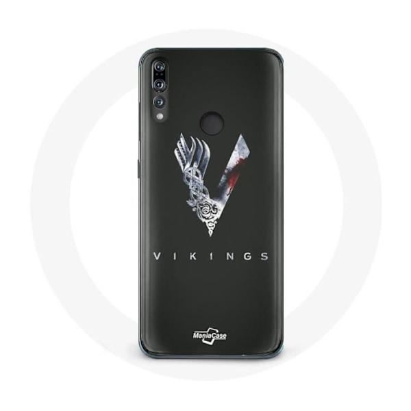 Coque för Huawei P30 Lite - Vikings - Säsong 6 - Flexibel - Logo V - Grå Svart Mörkgrå