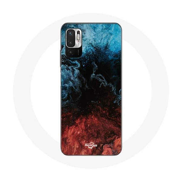 Coque för Xiaomi Redmi Note 10 5G med abstrakt textur i röd, svart och blå.