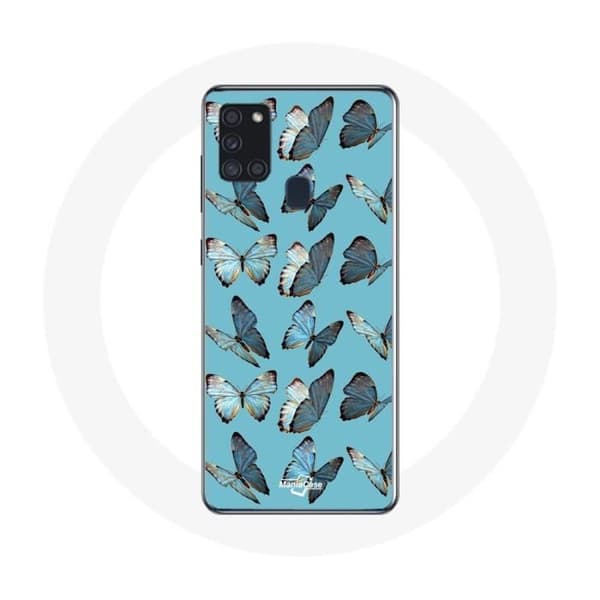 Coque Samsung Galaxy A21S perhonen sininen tausta