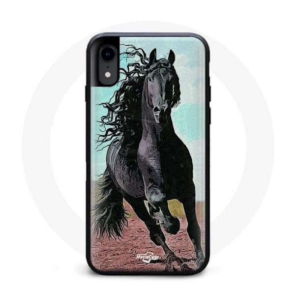 Iphone X Cover Frison Sort Hest