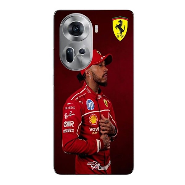 Coque Maniacase För Oppo Reno 11 5g Lewis Hamilton Officiell Ferrari Bakgrundsbild Svart