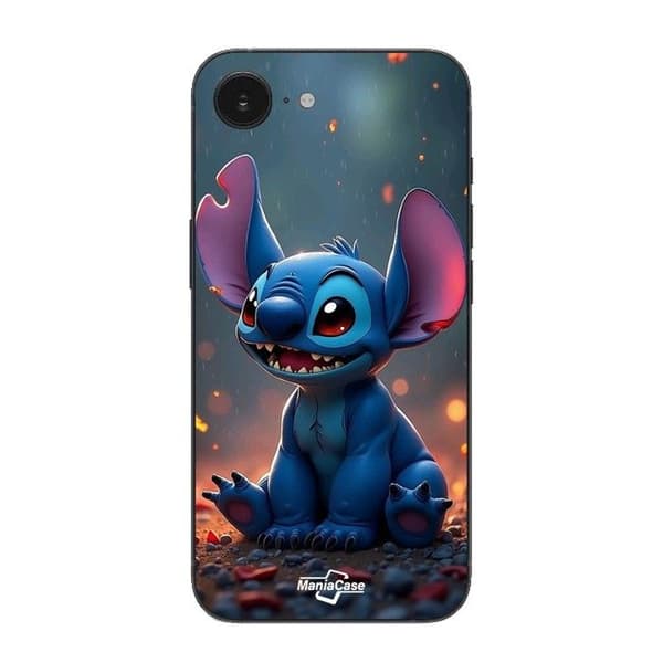 Coque Maniacase För Iphone 16E Söt 3D Stitch Konst Svart
