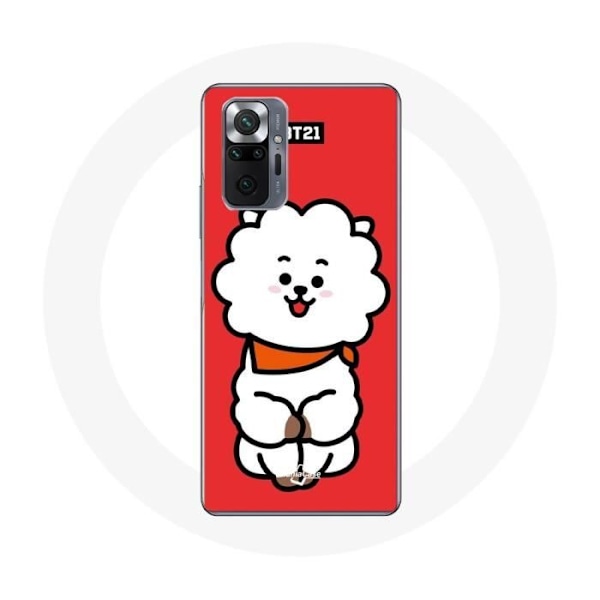 Coque för Xiaomi Redmi Note 10 Pro BTS Bangtan Gossar BT21 RJ från Jin Röd Bakgrund