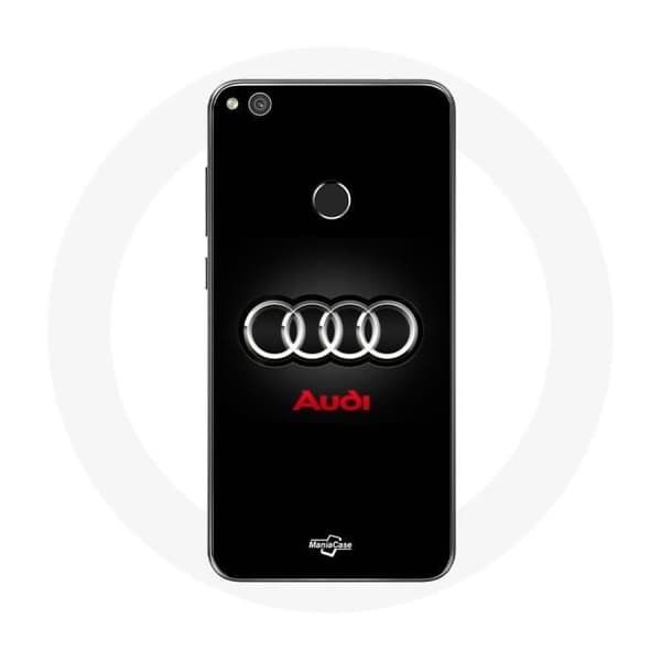 Huawei P8 Lite 2017 Coque Audi Logo Metalli musta tausta