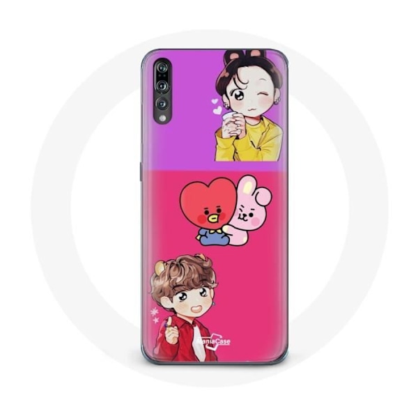 Coque för Huawei P20 BTS BT21 Cooky och Tata Bangtan V och Jungkook Fanart