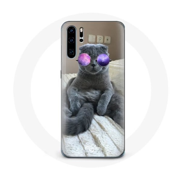 Skydd för Huawei P30 Pro Katt med lila glasögon