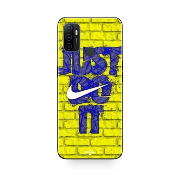 Coque Oppo A32 logo just do it färg blå framsidan gul Maniacase