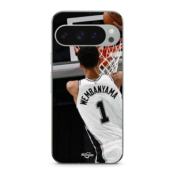 Mobilskydd - MANIACASE - Google Pixel 9 Pro - Flexibel - Svart - Victor Wembanyama nr 1 San Antonio Spurs Svart