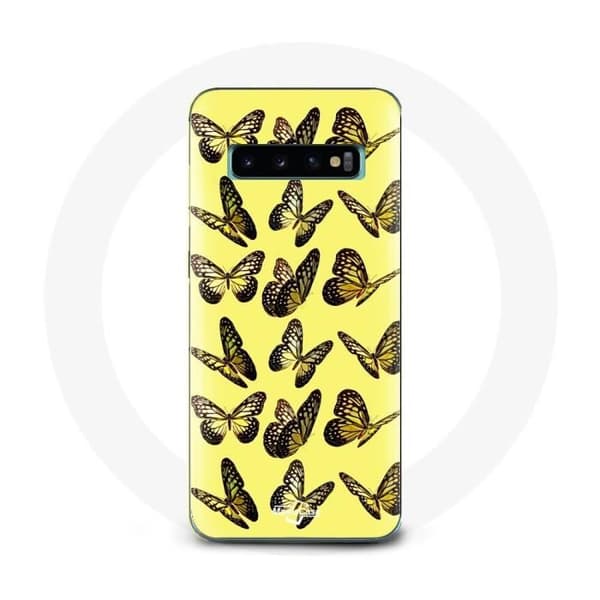 Cover til Samsung Galaxy S10 Edge Sommerfugle Gul Baggrund