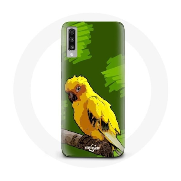 Skal till Samsung Galaxy A70 Papegojor gul blå bakgrund