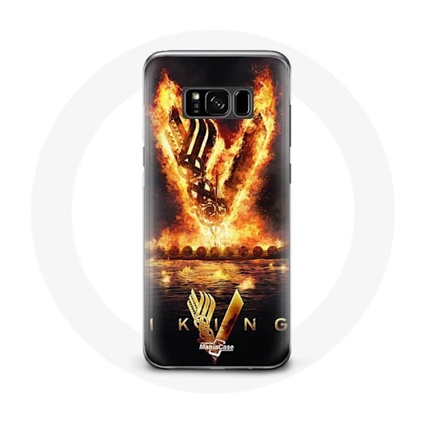 Coque för Samsung Galaxy S8 Plus Vikings Serien Säsong 6 logotyp V Eldsvärd Svart Bakgrund