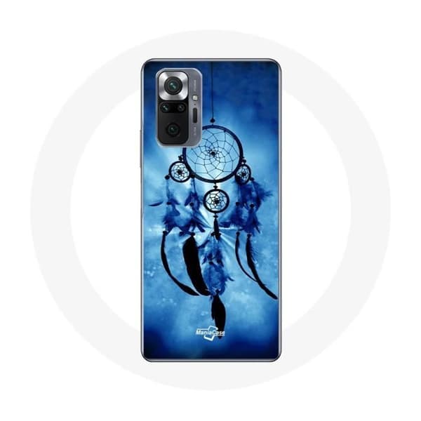 Cover - Xiaomi - Redmi Note 10 Pro - Drømmefanger - Sort silikone - Fleksibel Blå