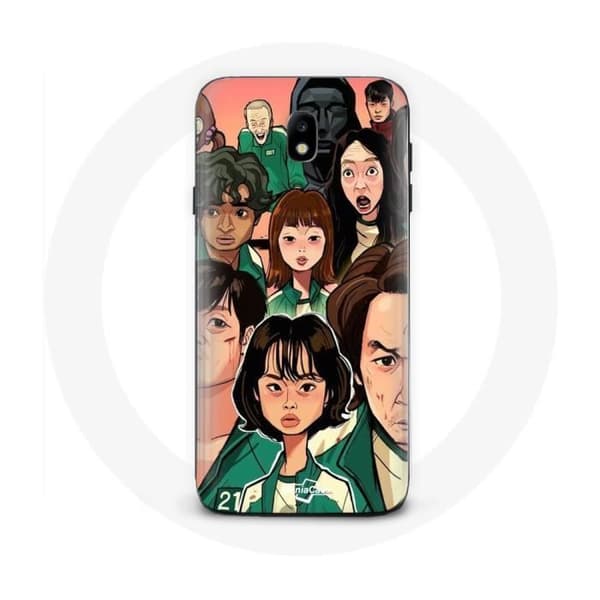Cover til Samsung Galaxy J7 2017 Squid Game Plakat karakterer Fanart