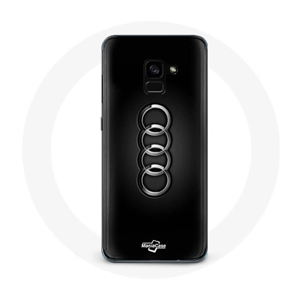 Cover til Samsung Galaxy A8 Plus Audi Logo navkapsel sort baggrund