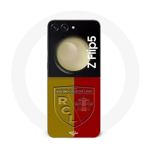 Coque Samsung Galaxy Z Flip5 RCL LENS Logotyp på gul och röd bakgrund