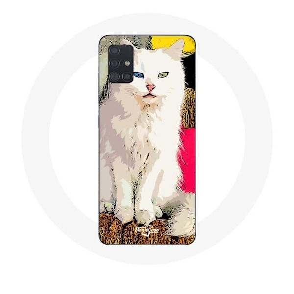 Samsung Galaxy A51-skal Turkisk med Van-katt, hvit med blå og gul øyne