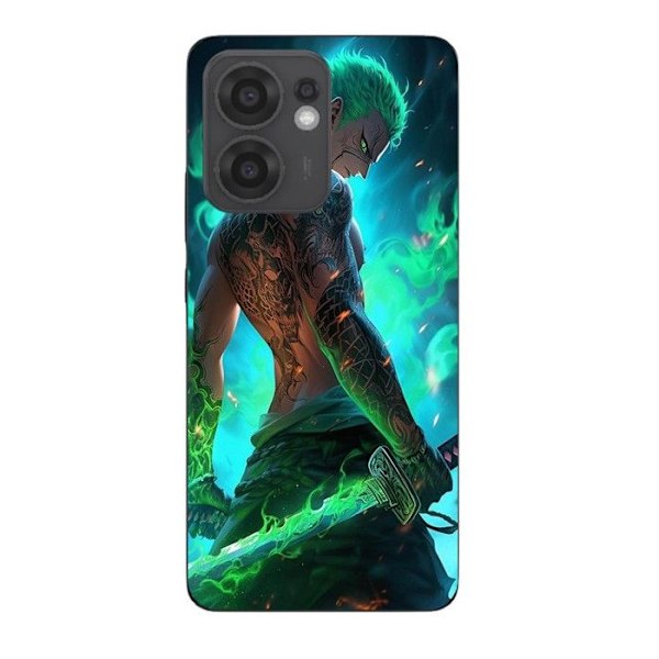 Coque Maniacase För Oppo Reno 13F One Piece Zoro 3D Manga anime Fanart Svart