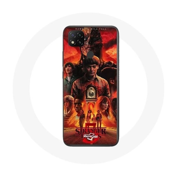 Coque - Maniacase - Xiaomi Redmi 9C - Mjuk - Svart - Mönster Stranger Things Säsong 5