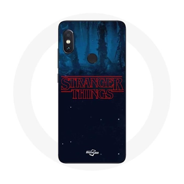 Coque för Xiaomi Redmi Note 5 Pro Stranger Things-logotyp Blå bakgrund från säsong 2