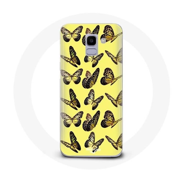 Coque för Samsung Galaxy A8 2018 Fjärilar Gul Bakgrund